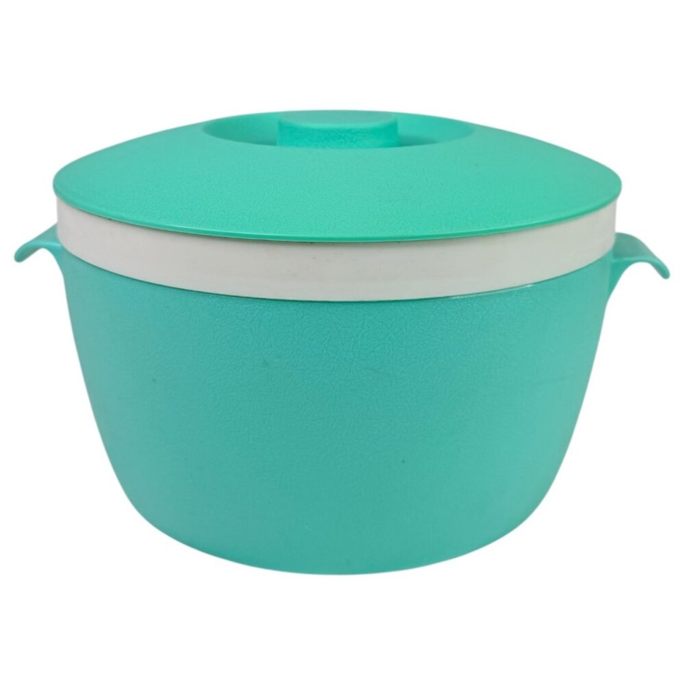 Vintage Bolero Therm-O-Ware Turquoise White Ice Bucket Insulated Bowl With Lid